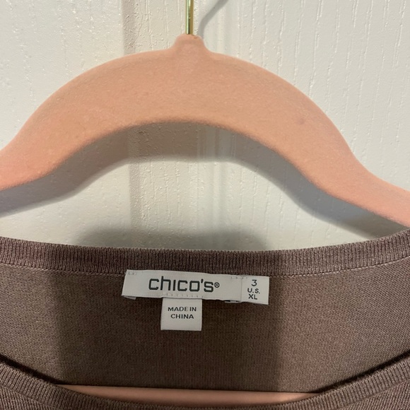 Chico's Taupe Sweater with Pearl Accents - Picture 5 of 6